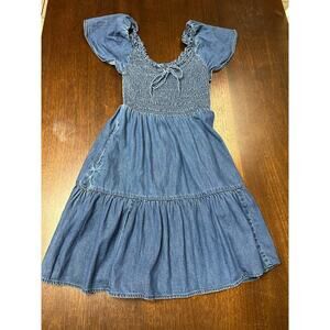 Gap Denim Smocked Dress Women Small Western Cowgirl Concert Festival Coquette